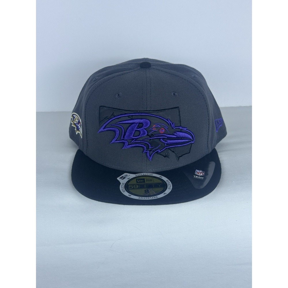 Baltimore Ravens New Era 59FIFTY Reflective Fitted Hat Size 8 NFL Football NWT